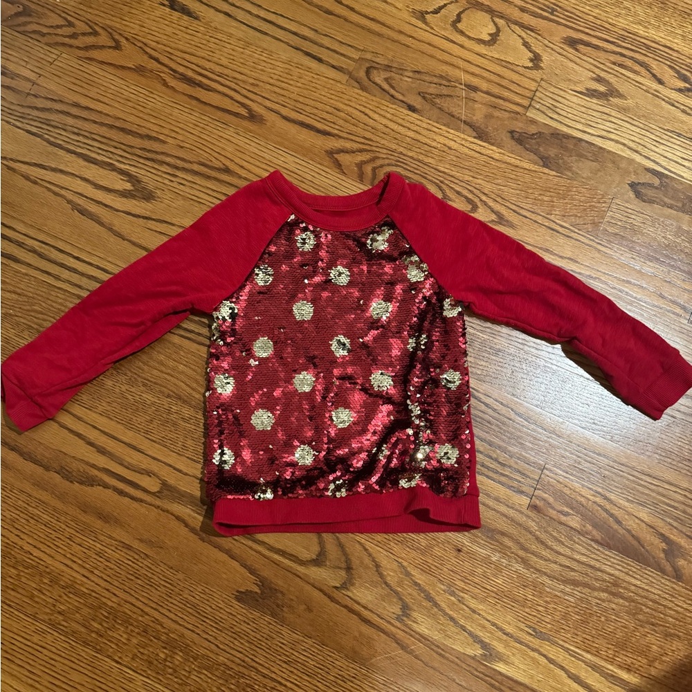 Cat & Jack Red Sequin Long Sleeve Tee